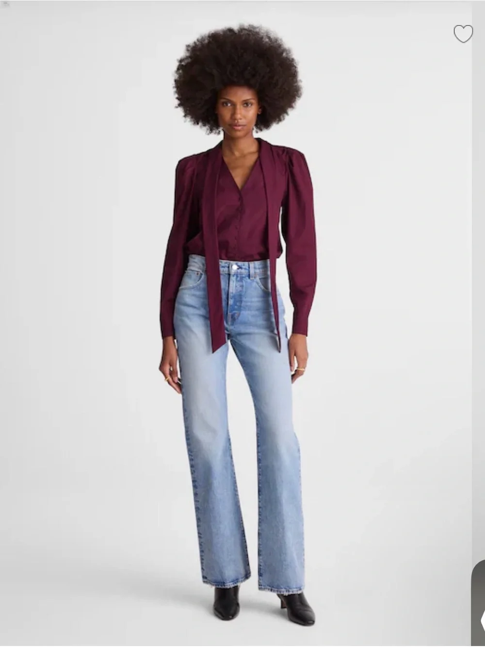 Madewell Women's Deep Plum Tie-Neck Button Front Blouse